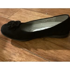 Women’s New Waldlaufer Black Fine Suede Bow Ballet Flat US Sz 9.5 W UK Sz 7.5 H